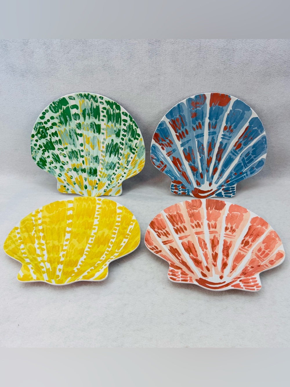 EUC Threshold Coastal Shell Shaped Appetizer Bamboo Melamine Plate Set 4pc
